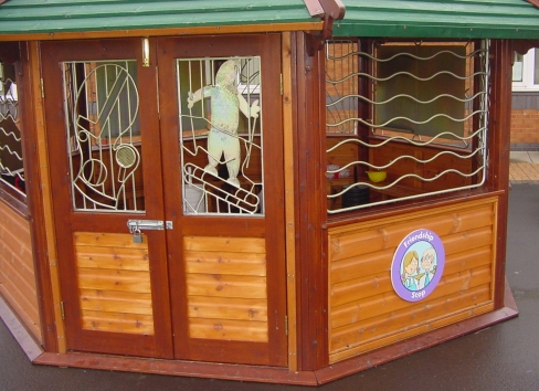 Sport themed metal work grilles, designed by the children through Alan Birch workshop in school