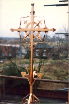 Golden finial, handforged for Barton Monastery, Manchester