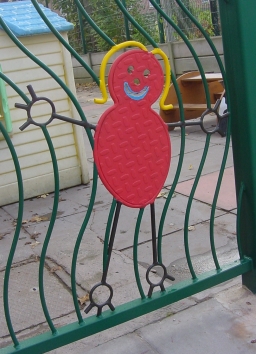 Example of one of the crafted metal shapes securely welded into the gates, as designed by the children