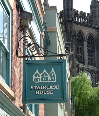 Architectural sign bracket for Staircase House, Stockport heritage project